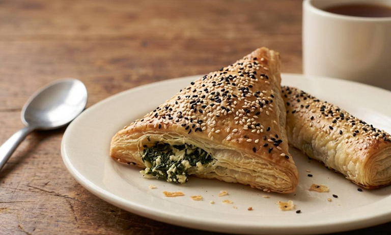 طرز تهیه بورک اسفناج با خمیر یوفکا؛ ساده و خوشمزه