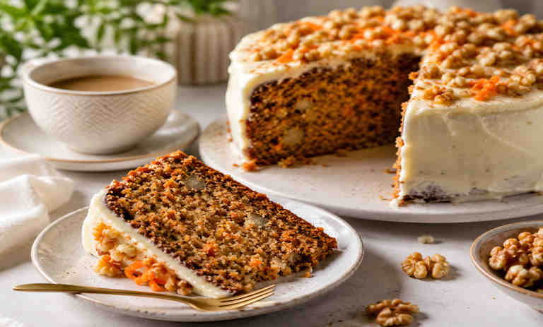 طرز تهیه کیک هویج و گردو؛ نرم و خوش‌طعم به سبک کافه‌ها