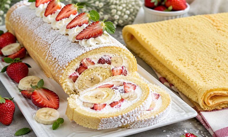 طرز تهیه رولت خامه‌ای؛ شیرینی مجلسی و خوشمزه به سبک قنادی