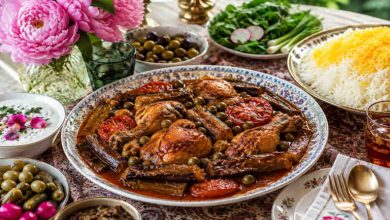 طرز تهیه خورشت بادمجان با مرغ + فوتوفن جاافتادن و خوشمزه شدن