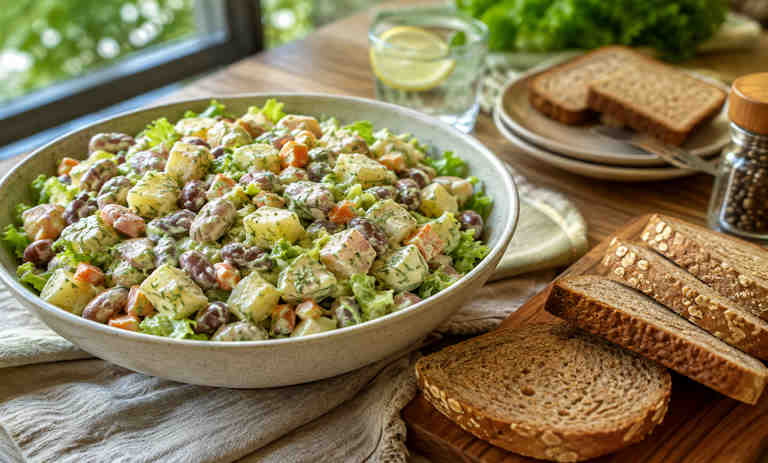 طرز تهیه سالاد لوبیا چیتی؛ گیاهی و سیرکننده