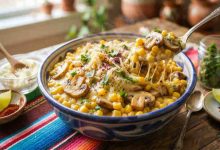 طرز تهیه ذرت مکزیکی خانگی با قارچ و پنیر؛ به روش بازاری