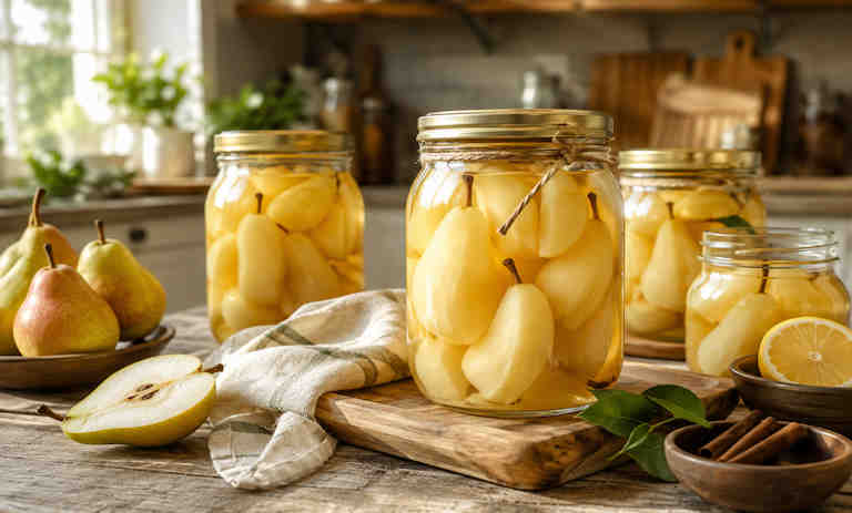 طرز تهیه کمپوت گلابی خانگی؛ به روش کارخانه‌ای با ماندگاری بالا
