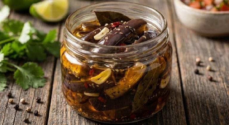 طرز تهیه ترشی بادمجان ساده با پوست؛ فوری و خوشمزه